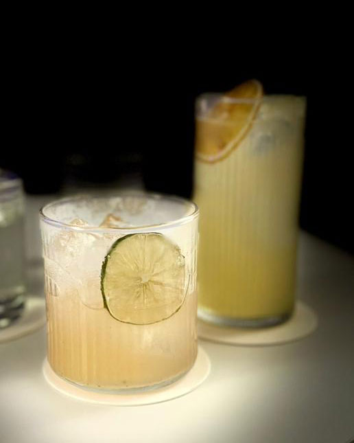 Cocktails with citrus garnish