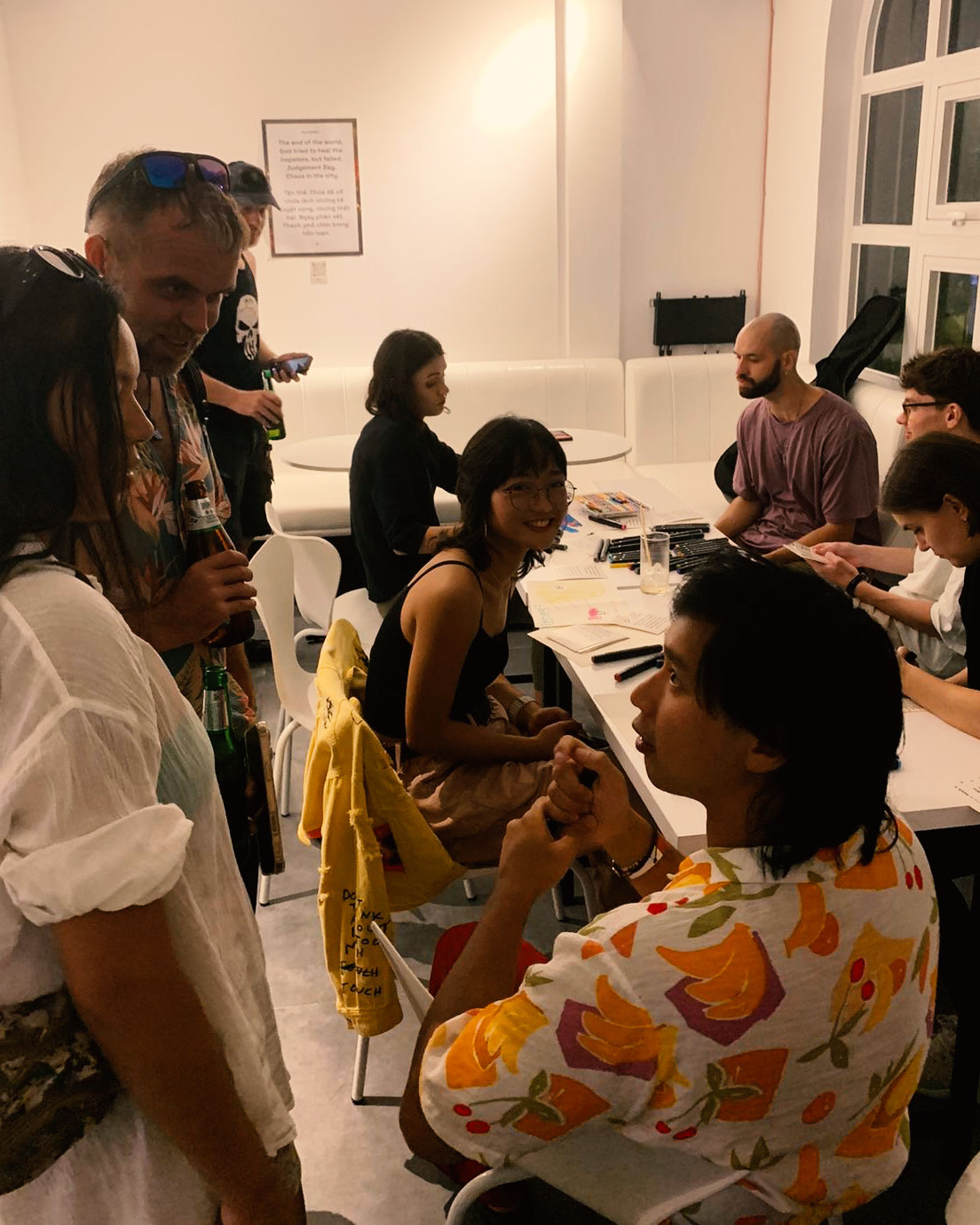 Trivia night with projected quiz question